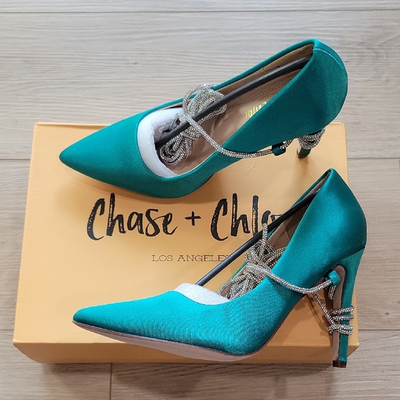 Chase + Chloe Shoes - Chase + Chloe Turquoise Heels with Silver Accents